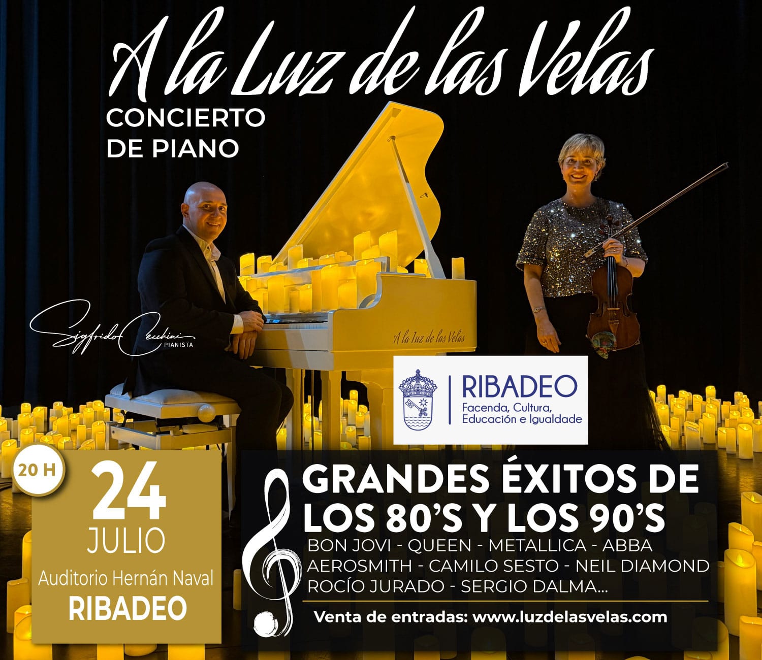 Concierto de Piano y Violín "A la Luz de las Velas – Éxitos de los 80's y 90's" 1 fkdkhkd